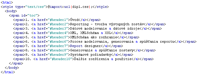 Výsledok transformácie - HTML dokument