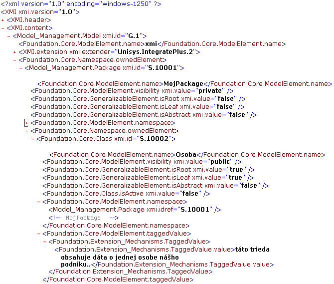 Ukážka XMI formátu